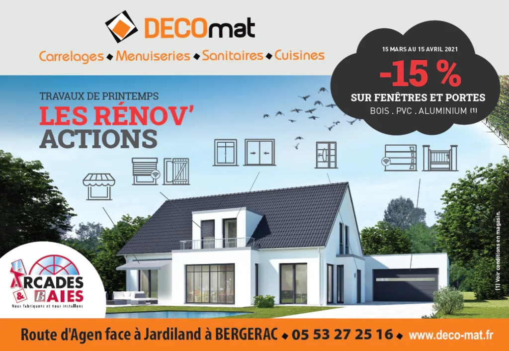 15% de remise sur la menuiserie française du 15 mars au 15 avril